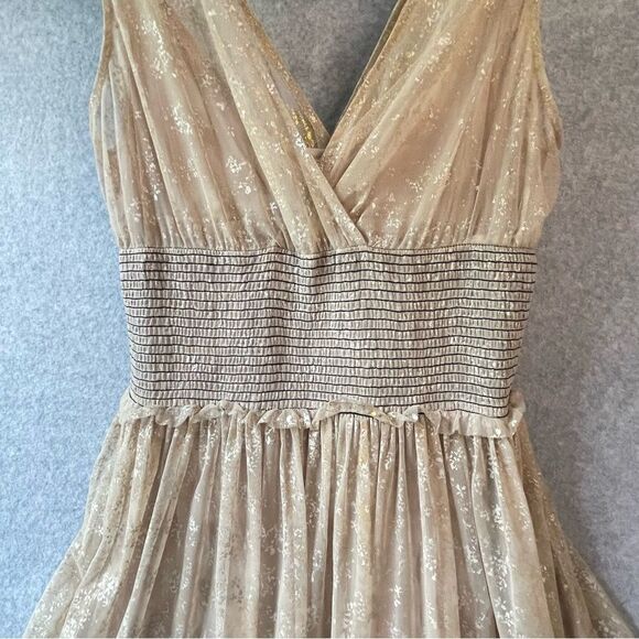 Free People Fancy Lace Metallic Baby Doll Whimsy Fairy Dress Y2K  Mini M  #AJ - Picture 7 of 12